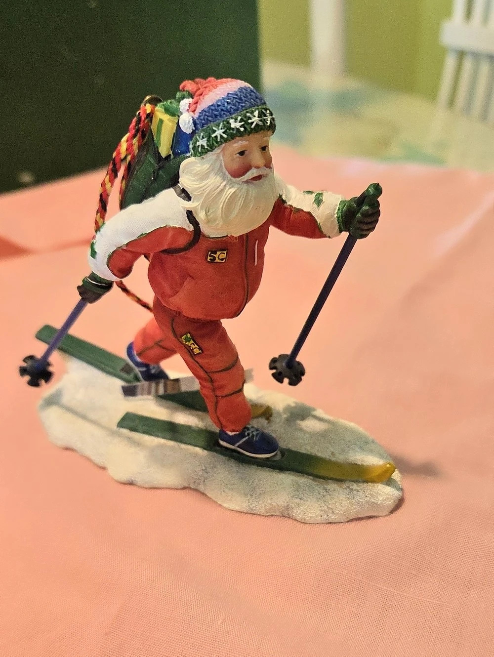 Department 56 Noel Skiing Santa Ornament Red & Green